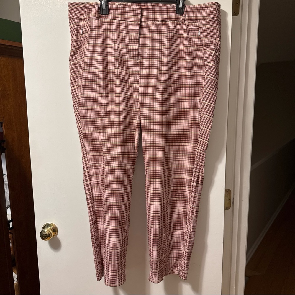 Lane Bryant Womens Pants Size 20 Plaid Rayon Nylon Spandex Pink Black Slacks